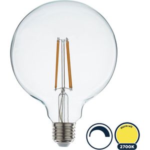 Led filament E27 globe lamp 6 Watt, warm wit licht (2700K), dimbaar tot 0%, 550 lumen - �Ø125mm