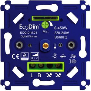 EcoDim - LED Dimmer - ECO-DIM.03 - Fase Aan- en Afsnijding RLC - Inbouw - Enkel Knop - 0-500W