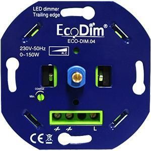 EcoDim - LED Dimmer - ECO-DIM.04 - Fase Afsnijding RC - Inbouw - Enkel Knop - 0-150W