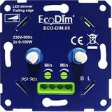 EcoDim - LED DUO Dimmer - ECO-DIM.05 - Fase Afsnijding RC - Dubbele Inbouwdimmer - Dubbel Knop - 0-100W