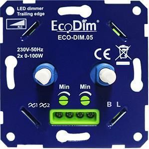 EcoDim - LED DUO Dimmer - Dubbele Inbouwdimmer - Fase Afsnijding RC - 0-100W