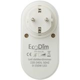 EcoDim - LED Stekkerdimmer - ECO-DIM.06 - Fase Afsnijding RC - Opbouw - Enkel Knop - 0-150W - Wit