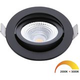 EcoDim - LED Spot - Inbouwspot - ED-10023 - 5W - Waterdicht IP54 - Dimbaar - Dim to Warm - Warm Wit 2000K-3000K - Mat Zwart - Aluminium - Rond - Kantelbaar