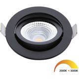 Led inbouwspot | Zwart | Rond | 2000K-3000K | Ø 85mm | IP54 | 5W | EcoDim