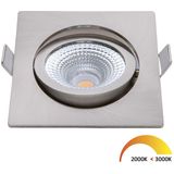 Led inbouwspot | Nikkel | Vierkant | 2000K-3000K | Ø 85mm | IP54 | 5W | EcoDim