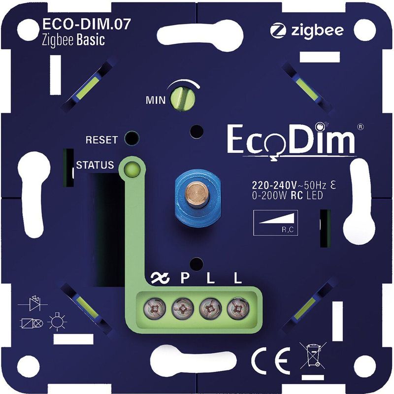 EcoDim - LED Dimmer - Smart WiFi - ZigBee - Inbouw - Enkel Knop - 0-200W