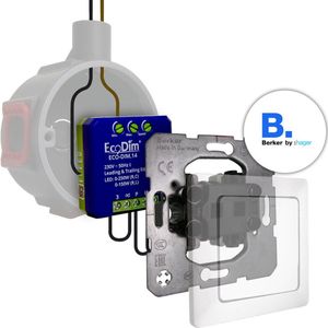 Berker led tastdimmer inbouw 0-250W, kleine inbouwdiepte, RLC, ECO-DIM.14 + Berker pulsdrukker