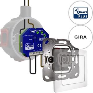 Gira led tastdimmer Z-Wave 0-250W, inbouw, kleine inbouwdiepte, 2-draads en 3-draads, ECO-DIM.10 + Gira pulsdrukker