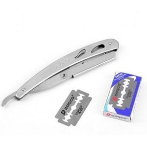 Klassiek Open Scheermes - Metallic Zilver - RVS - Inclusief 10 Scheermesjes