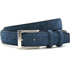 Suede Pantalon Riem Navy - Heren riem - Jeans & Pantalon riem - Blauwe suède riem - Riemmaat 105 cm - Totale lengte 120 cm