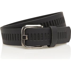 Timbelt Leren Geperforeerde Riem voor Dames en Heren - Breedte 4 cm - Sleufjes Riem Echt Leer -  zwart - Riemmaat 95 - Totale lengte 110 cm