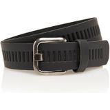 Timbelt Leren Geperforeerde Riem voor Dames en Heren - Breedte 4 cm - Sleufjes Riem Echt Leer -  zwart - Riemmaat 105 - Totale lengte 120 cm