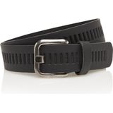 Timbelt Leren Geperforeerde Riem voor Dames en Heren - Breedte 4 cm - Sleufjes Riem Echt Leer -  zwart - Riemmaat 105 - Totale lengte 120 cm