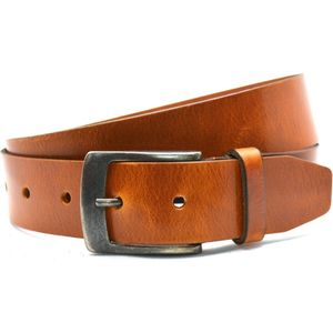 Timbelt Leren Riem voor Dames en Heren - Breedte 4 cm - Riem Echt Leer - cognac - Riemmaat 95 - Totale lengte 110 cm