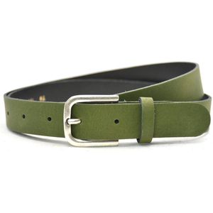 Dames riem Leer- Olijfgroen - Groene riem - Riemmaat 95 - Totale lengte 110 cm