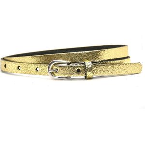 Take-it 1,5 cm smalle gouden riem - goud - 100% leder - Maat 95 - Totale lengte 110cm