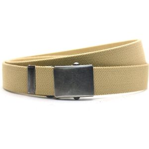 Timbelt Canvas elastische riem - beige - metalen schuifgesp - koppelriem - lengte 110 cm