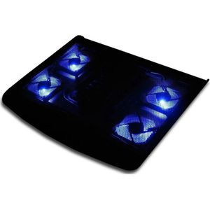 Dolphix - Laptop Koeler met 5 fans en Blauwe LED Licht - Professionele Notebook Cooling Pad 5 Stille Coolers / Koeler Fan | laptopstandaard | Ventilator | Laptop Koeler| Notebookstandaard | voor 11 tot 15.4 inch laptops - Zwart