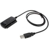 USB-A naar SATA/IDE Adapter - Voor 2,5'' en 3,5'' HDD's en SSD's - USB 2.0 - Zwart