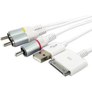 Composiet AV kabel compatibel met Apple iPod, iPhone en iPad - 1,5 meter