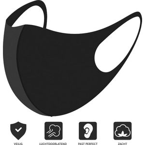 Fashion Mask® Mondkapje – Niet Medisch – Wasbaar - Herbruikbaar – Mondmasker – 10 stuks – Universeel – Zwart – Gezichtsmasker