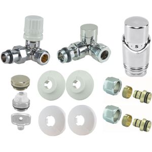 Riko luxe thermostatische radiator aansluitset haaks verkeerd links