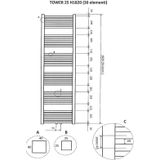 Wiesbaden Tower sierradiator antraciet 1820x600 m/o aansl. 41.3571