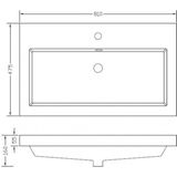 Badkamermeubel Set Vision Hangend 80x50x47cm MDF Hoogglans Wit Softclose Greeploos Kunstmarmeren Wastafel 1 Kraangat Overloop met Spiegel