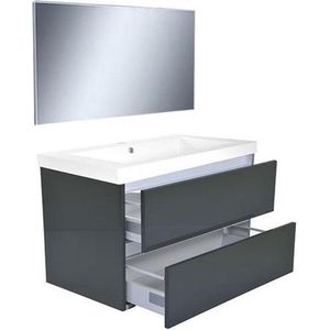 Wiesbaden Vision meubelset (incl. spiegel) 80 cm hoogglans grijs