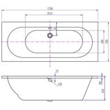 Ligbad wiesbaden portus rd inbouw 170x70x43 cm glans wit