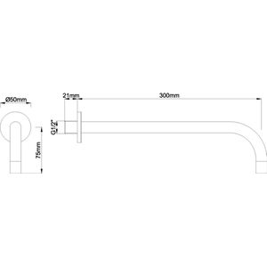 Uitloop Wiesbaden Slim 18mm Rond 30cm 1/2'' Chroom
