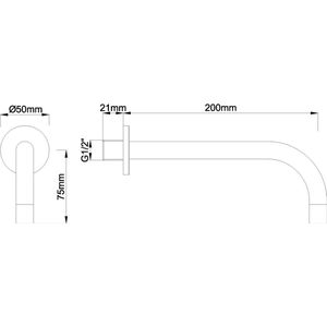 Wiesbaden slim 18 mm uitloop rond 20 cm 1/2" geb.staal