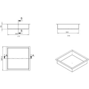 Wiesbaden inbouwnis 30x30x7cm RVS