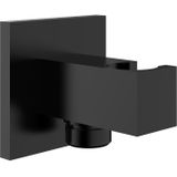 Luxe doucheaansluiting vierkant met opsteek 1/2 messing mat zwart