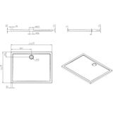 Douchebak Wiesbaden Laag Rechthoek 120x90x4cm Acryl Wit