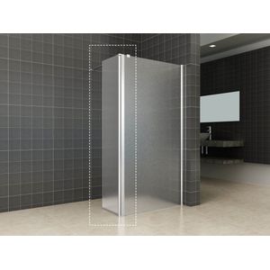 Wiesbaden zijwand matglas met scharnierprofiel 35 cm. 10 mm Nano rechts