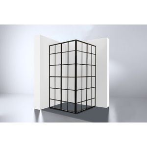 Black-Corner Douche Hoekinstap 89X89X210Cm