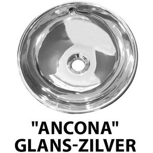 Ancona Opbouw-Waskom Glans-Zilver Ø=38Cm H=16Cm