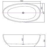 Best Design Bomber vrijstaand bad 180x 90 mat wit