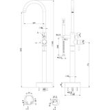 Vrijstaande badmengkraan best design nancy 120 cm met handdouche mat goud