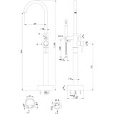 Vrijstaande badmengkraan best design bd 120 cm met handdouche chroom