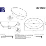 Vrijstaand ligbad best design new stone dicolor 180x85x52 cm solid surface grijs /mat wit