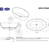 Best Design New Stone bicolor lava vrijstaand bad 180x85cm grijs/wit