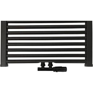 Best Design Nero-Luxeuniversele radiator aansluitset midden onder haaks zwart mat