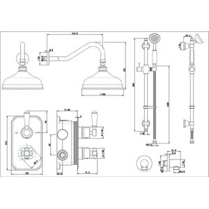 Regendoucheset Best Design Liberty Nostalgische Inbouw Thermostatische Chroom