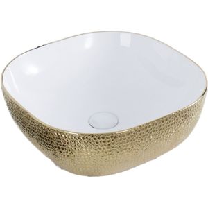 Waskom best design royal gold opbouw keramiek 42.5x14.5 cm messing goud