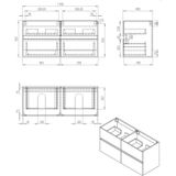 Best-Design Bora-Grey-Greeploos meubel onderkast 4 laden zonder wastafel 120 cm