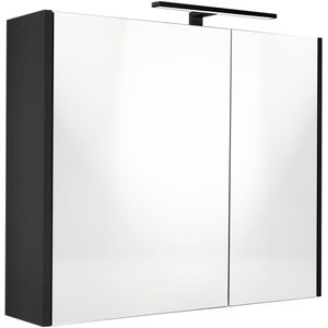 Best Design Happy Black spiegelkast met verlichting 60x60 mat zwart