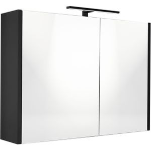 Best Design Happy Black spiegelkast met verlichting 80x60 mat zwart
