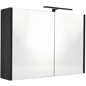 Best Design Halifax spiegelkast 100x60cm met opbouwverlichting MDF zwart mat 4014690